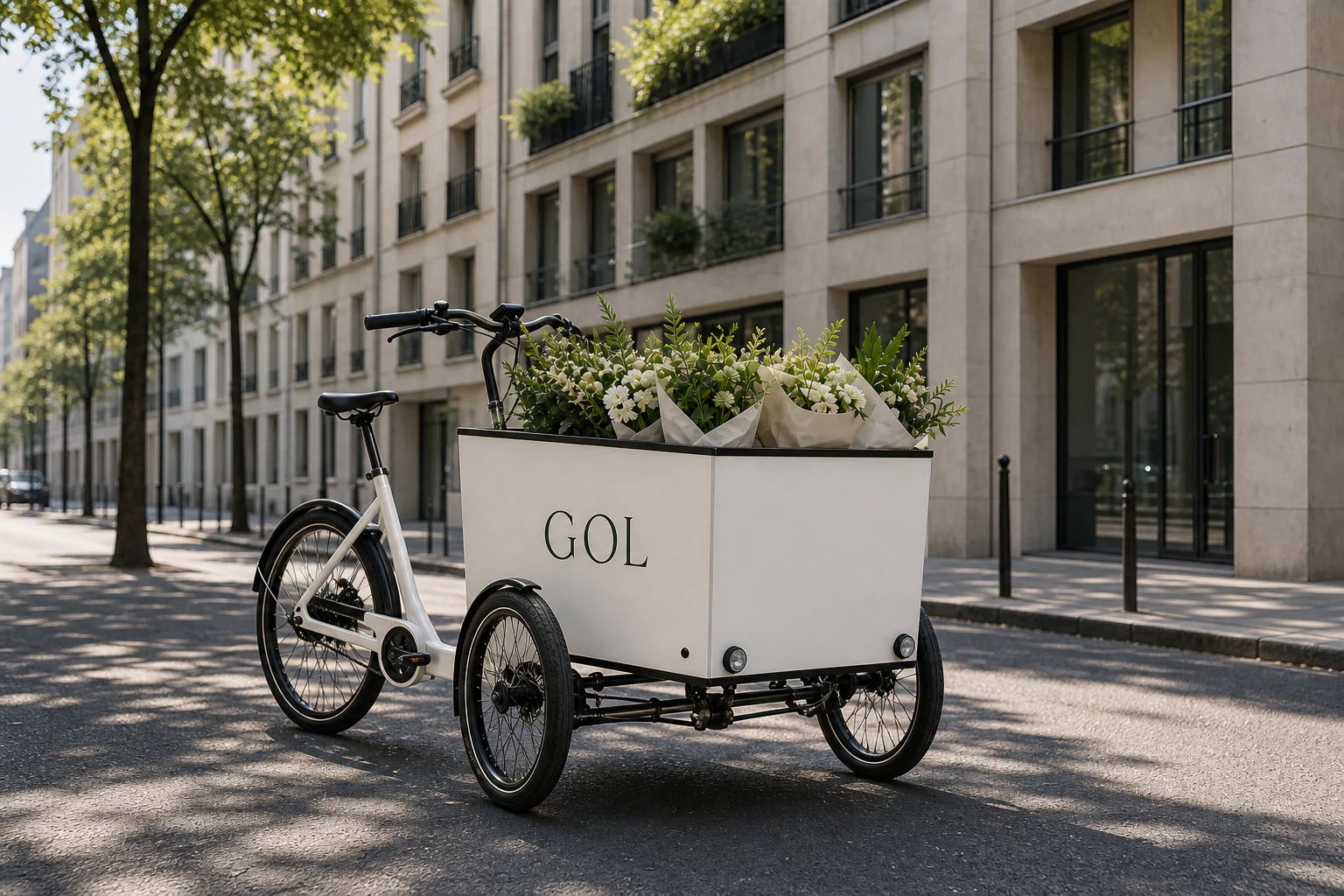 Projection visuelle du triporteur cargo GOL pour les livraisons florales